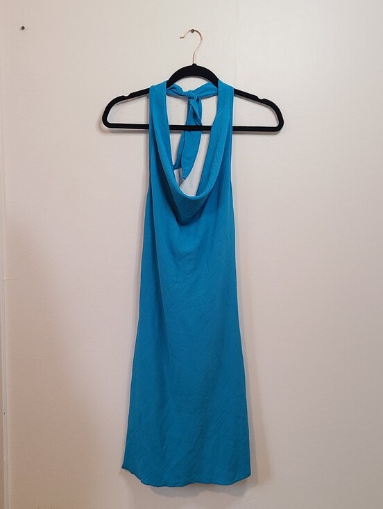 See You Monday Dresses & Skirts - See You Monday Teal Blue Halter tie Dress Size L Vacation Summer